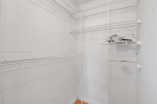 walk in closet with hardwood / wood-style floors