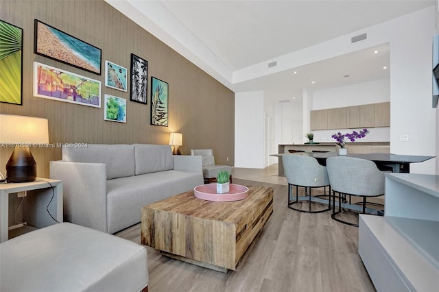 living room featuring light hardwood / wood-style flooring