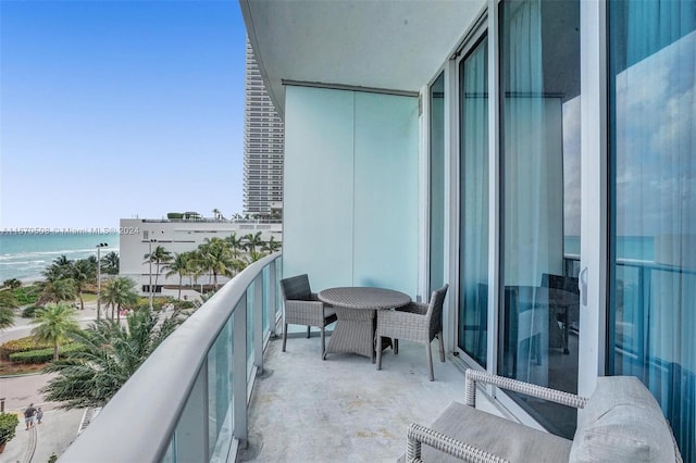 balcony with a water view