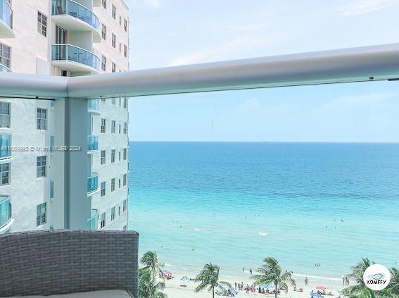 view of water feature featuring a view of the beach