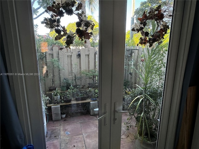 doorway with french doors