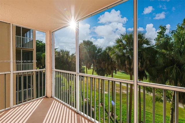 view of unfurnished sunroom