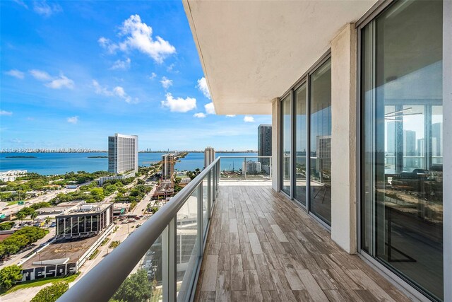 balcony with a water view