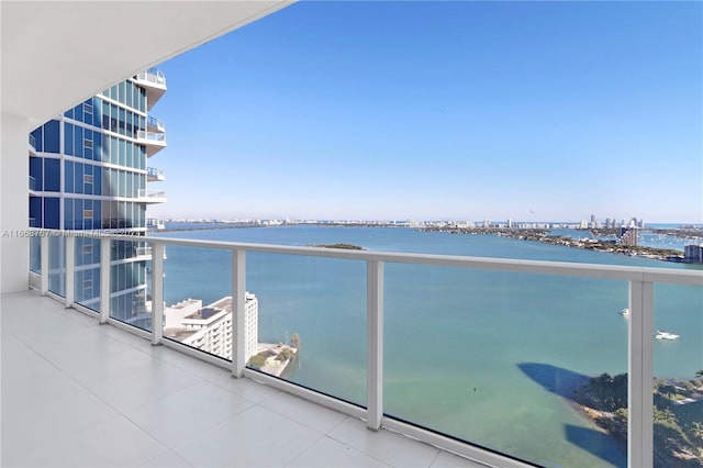 balcony with a water view