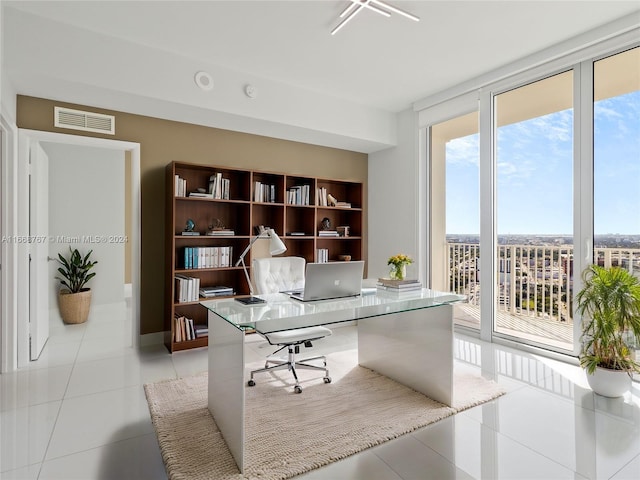 view of tiled office space