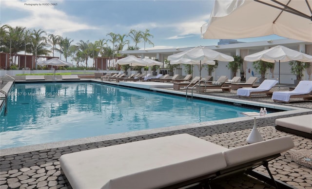 view of pool featuring a patio area