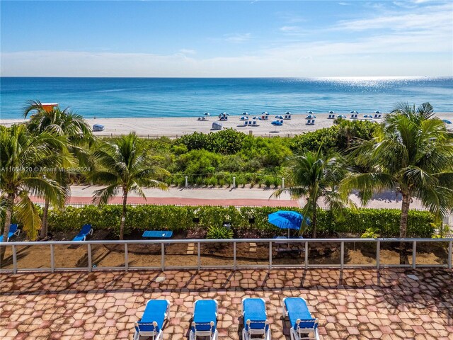 view of water feature with a view of the beach