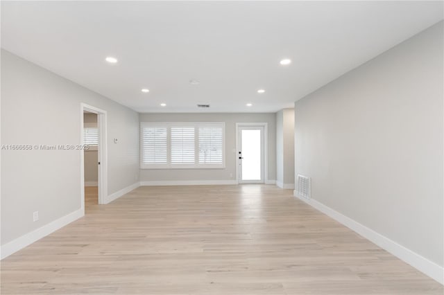 interior space with light hardwood / wood-style flooring