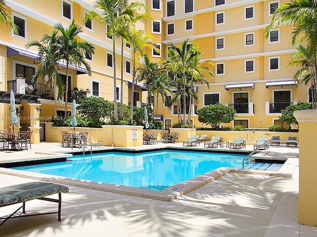 view of pool featuring a patio