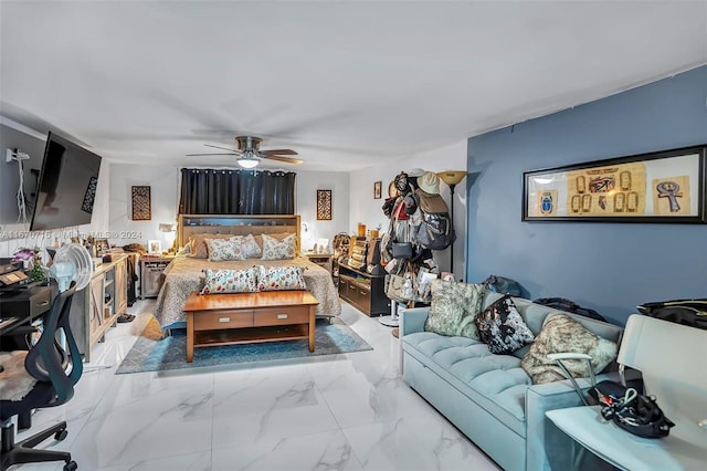 bedroom featuring ceiling fan