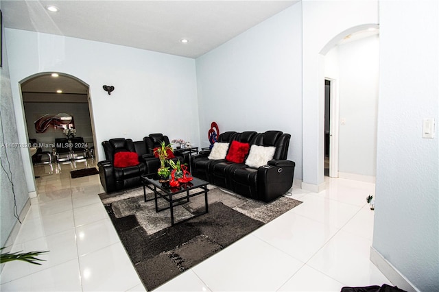 view of tiled living room