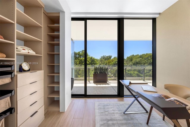 office space featuring light hardwood / wood-style flooring