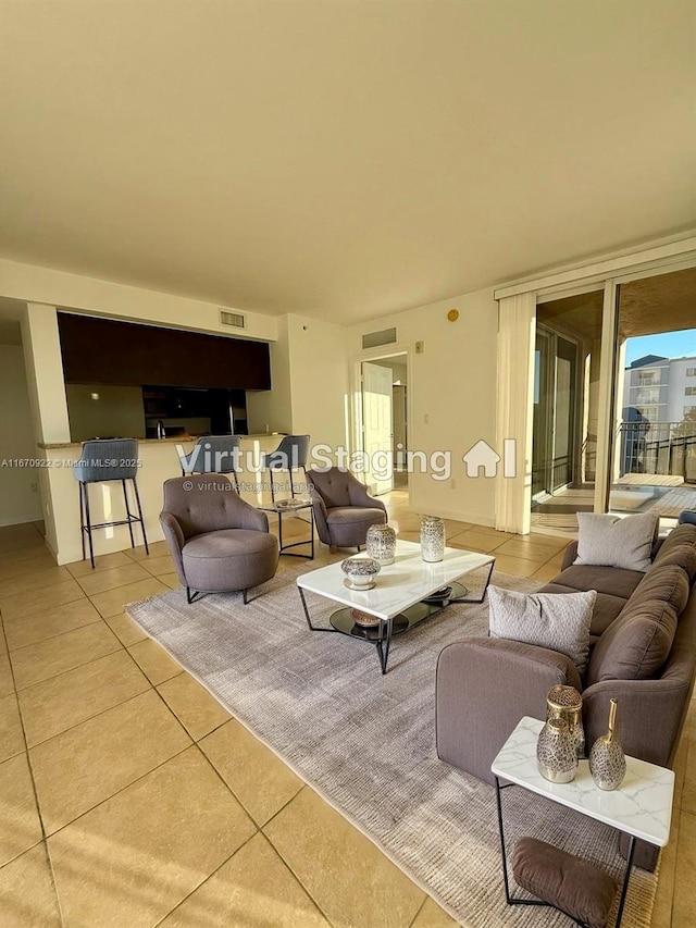 tiled living room with visible vents