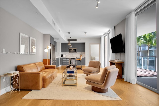 living room featuring light hardwood / wood-style flooring