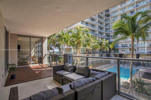 balcony featuring an outdoor living space