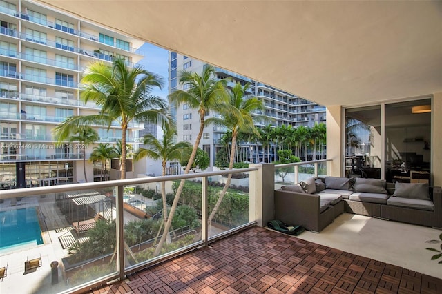 balcony featuring an outdoor living space