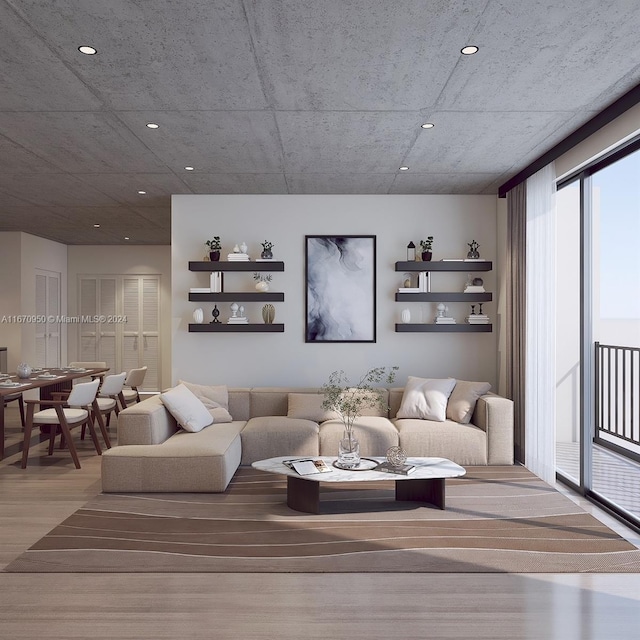 living room featuring hardwood / wood-style flooring