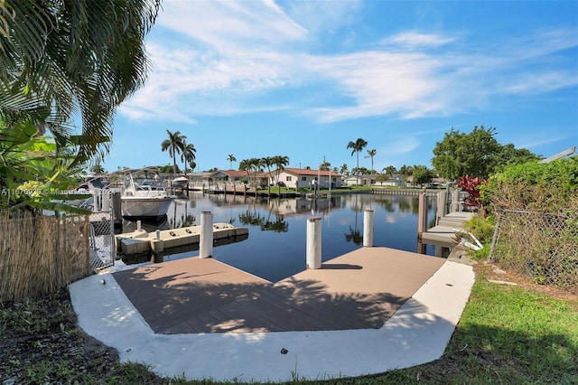 view of dock featuring a water view