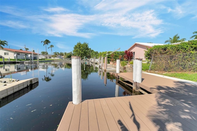 view of dock featuring a water view