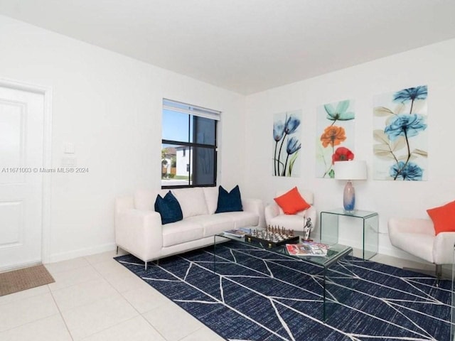 view of tiled living room