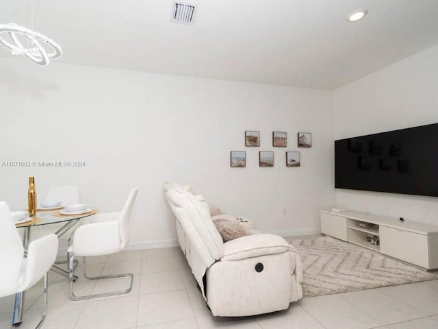 view of tiled living room