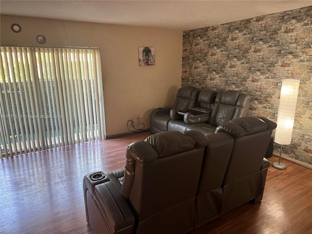 living room with hardwood / wood-style flooring