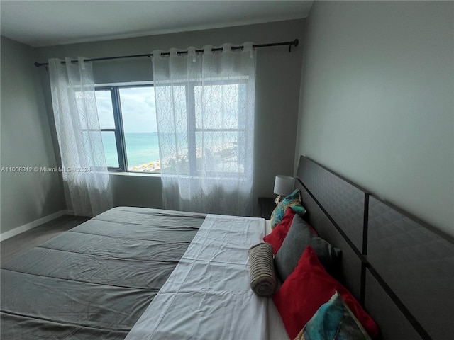 bedroom with a water view