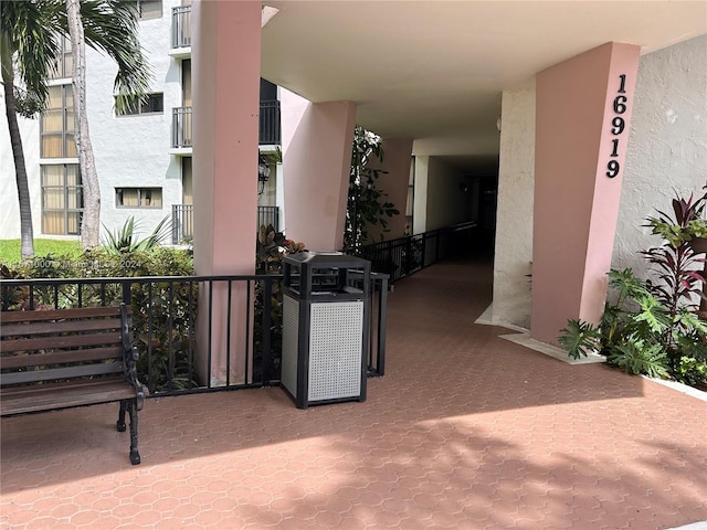 doorway to property with a balcony