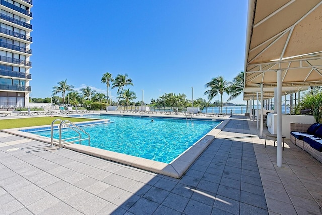 view of pool featuring a patio