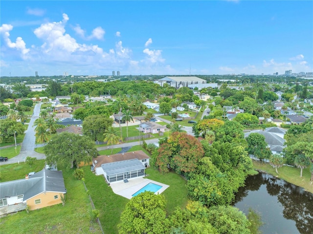 bird's eye view featuring a water view