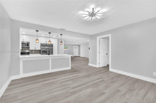 unfurnished living room featuring light hardwood / wood-style floors