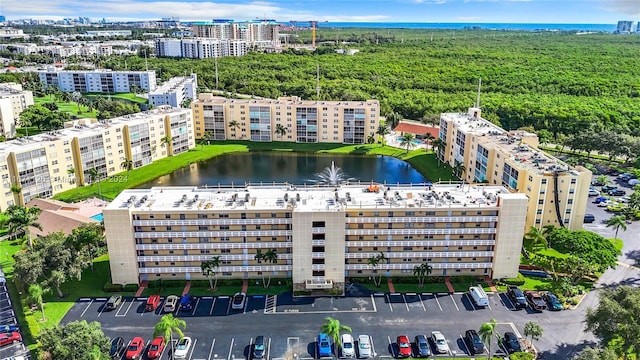 bird's eye view featuring a water view