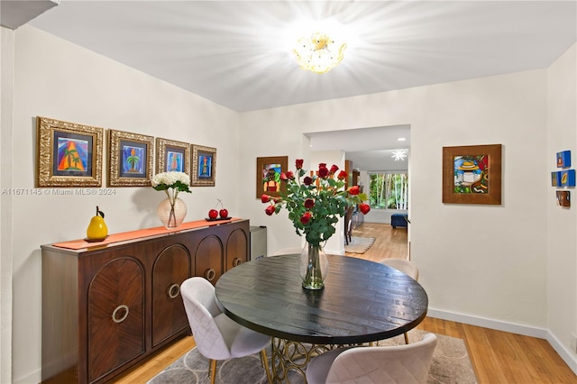 dining room with light hardwood / wood-style flooring