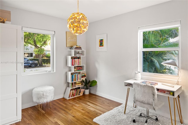 office featuring light hardwood / wood-style floors