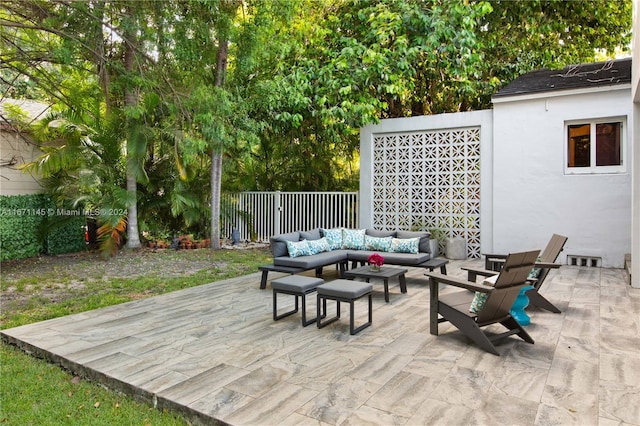 view of patio featuring outdoor lounge area