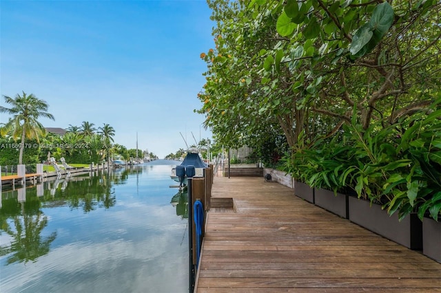 view of dock featuring a water view