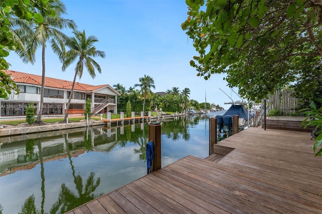 view of dock featuring a water view