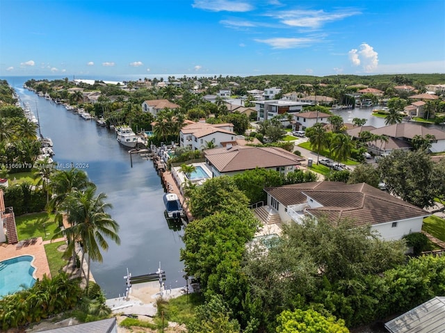 bird's eye view featuring a water view