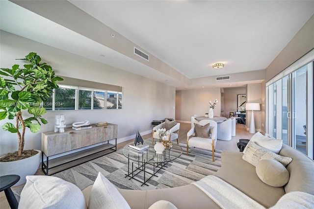 living room featuring light hardwood / wood-style floors