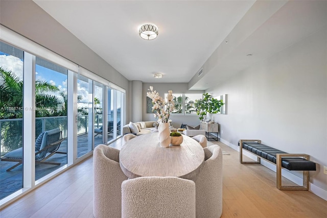 dining room with light hardwood / wood-style flooring