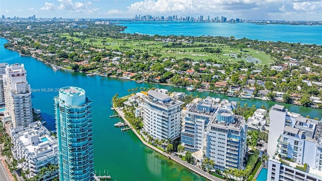 bird's eye view featuring a water view