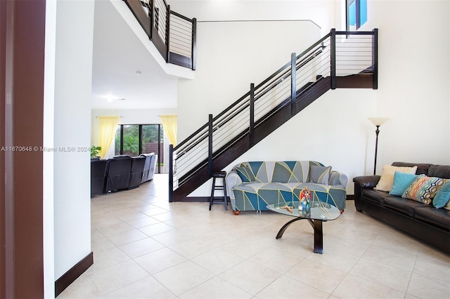 view of tiled living room