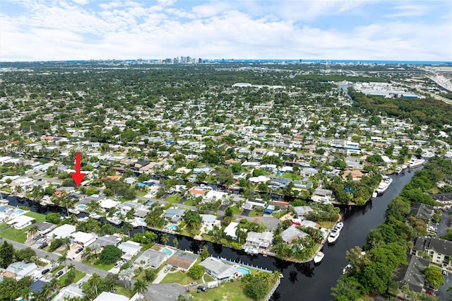 bird's eye view featuring a water view