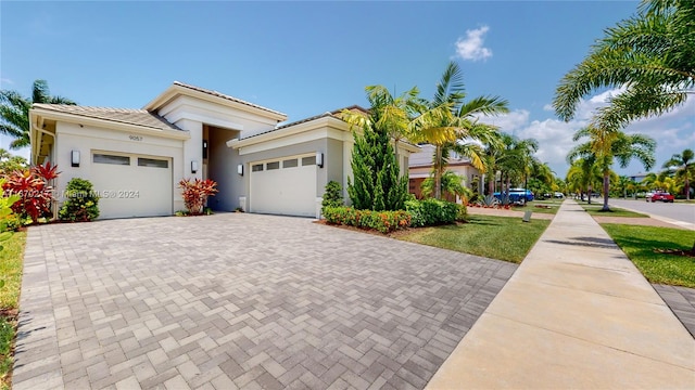 view of front of house with a garage