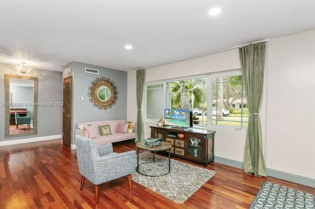 living room featuring wood-type flooring