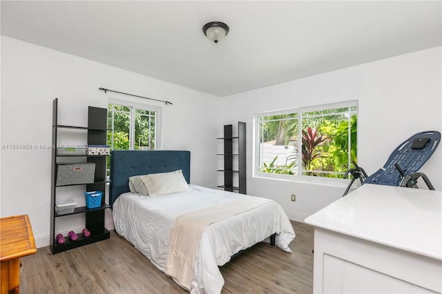 bedroom with hardwood / wood-style floors