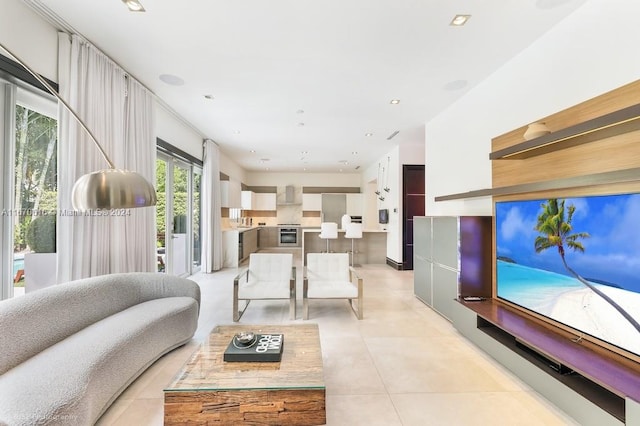 view of tiled living room