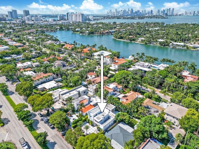 2382 Alton Rd, Miami Beach, FL 33140 - aerial view of property's location featuring city skyline and a nearby body of water