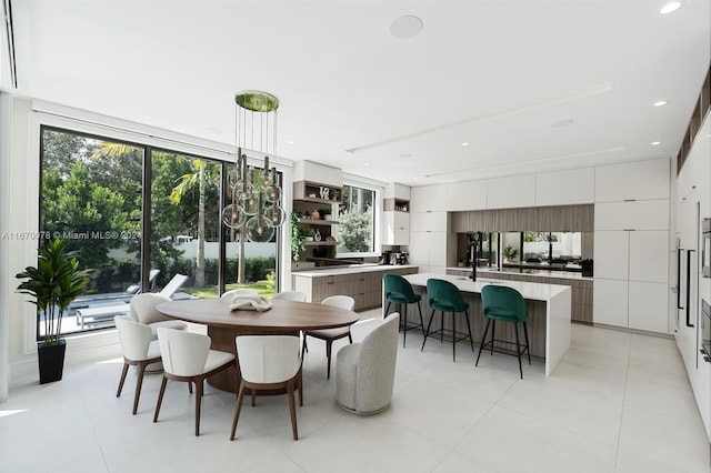 view of tiled dining room