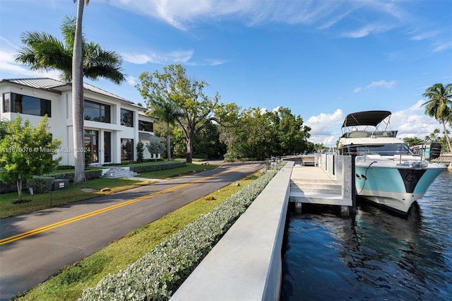 view of dock featuring a water view